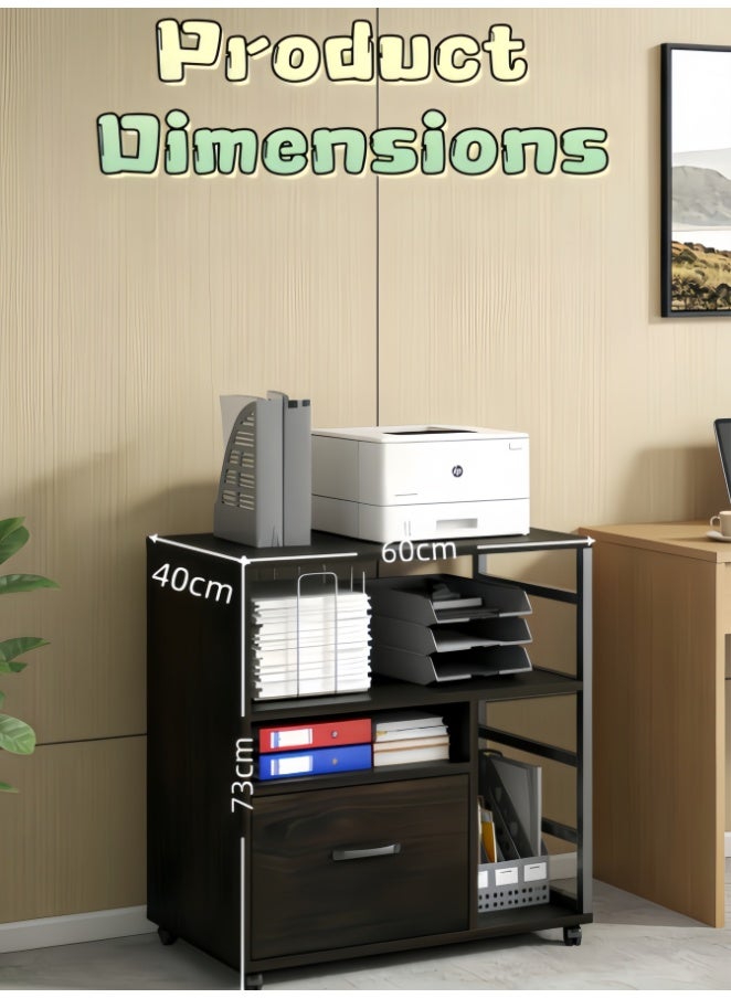 File Cabinet whit Drawer, Small Rolling Filing Cabinet for Home Office, Printer Stand, for A4, Letter-Size Documents (White, WJG005) - Image 3